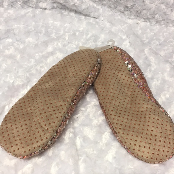 PINK BALLERINA SLIPPERS SPARKLE Sherpa vintage soft velvet bow  NWT SZ M/L - Picture 3 of 6